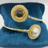 Bracciale in oro giallo, pezzo unico con ambra e perla mabe - immagine 4