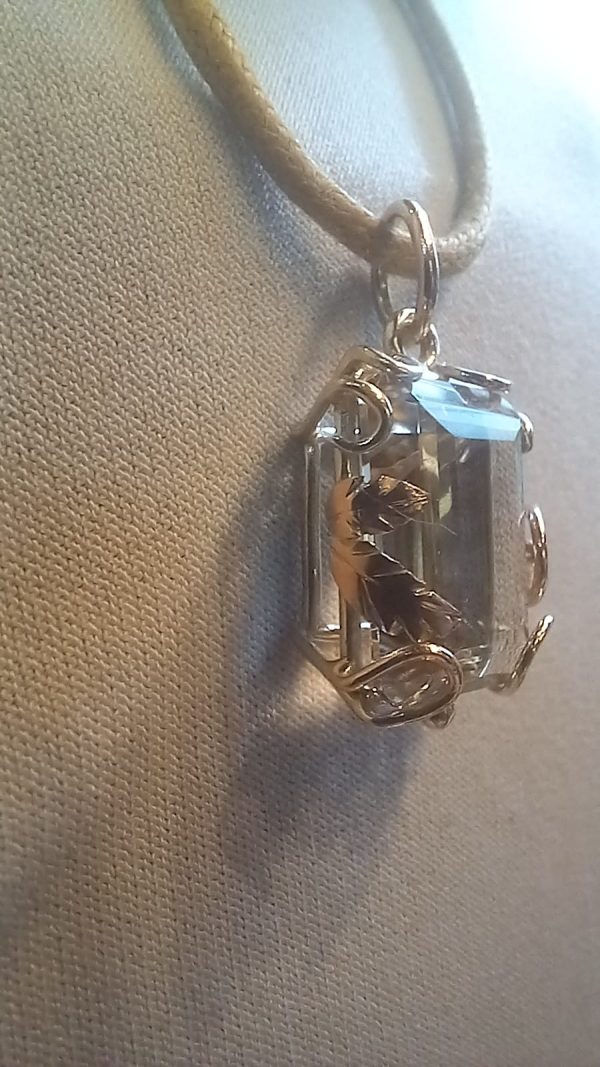 Ciondolo in quarzo citrino 12x16 naturale e oro rosa 9 kt